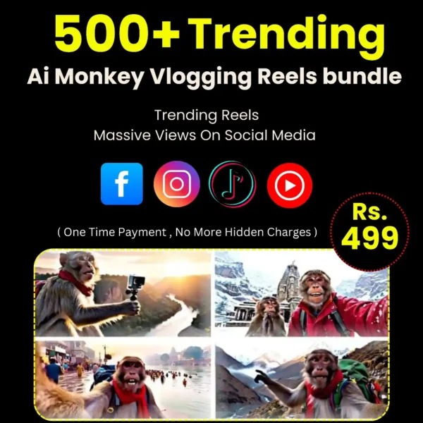 500+ Trending AI Monkey Vlogging Reels Bundle