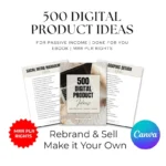 500 Digital Product Ideas, MRR PLR Canva Templates