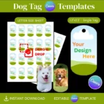 Dog Tag Canva Template, Bone Tag Template